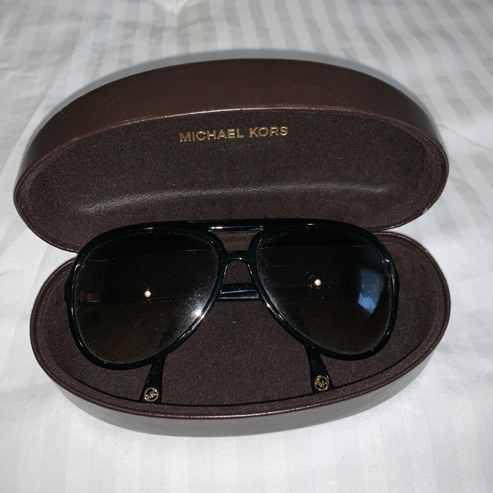 Michael Kors black aviator gold stud sunglasses
